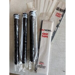 Winn Excel RF Midsize Black Golf Grips 3 Pack with GolfWorks Grip Tape Strips